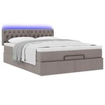 vidaXL Lit ottoman avec matelas et LED taupe 140x190 cm tissu