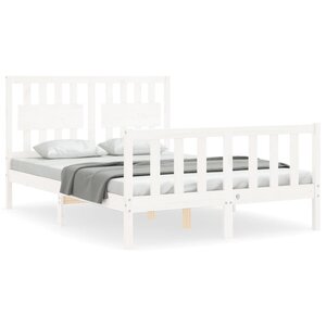 vidaXL Cadre de lit sans matelas blanc bois de pin massif
