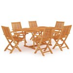 vidaXL Ensemble à manger de jardin 7 Pièces Bois de teck massif