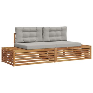 vidaXL 2 pc Ensemble de canapés d'extérieur Gris Naturel et Clair