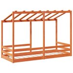 vidaXL Lit pour enfants et toit cire marron 90x190 cm bois massif pin