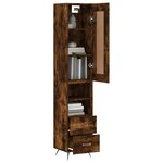vidaXL Buffet haut Chêne fumé 34 5x34x180 cm Bois d'ingénierie