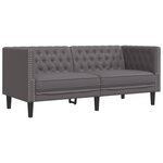 vidaXL Ensemble de canapé Chesterfield 2 Pièces gris similicuir