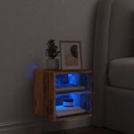 vidaXL Meuble TV mural avec lumières LED vieux bois 30x28 5x30 cm