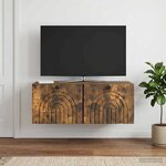 vidaXL Meuble TV mural Chêne fumé 78 5 x 31 x 30 cm Bois d'ingénierie