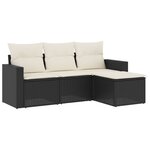 vidaXL Salon de jardin 4 Pièces avec coussins noir résine tressée