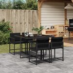 vidaXL Ensemble à manger de jardin coussins 5Pièces Noir Résine tressée