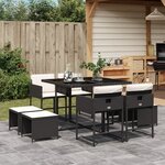 vidaXL Ensemble à manger de jardin 9Pièces coussins noir résine tressée