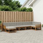 vidaXL Ensemble de canapés d'extérieur 7 Pièces Naturel et gris clair