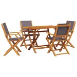 vidaXL Ensemble à manger de jardin 5 Pièces anthracite tissu bois massif
