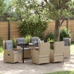 vidaXL Ensemble de salle à manger de jardin de 7 pièces Beige Poly Rotin