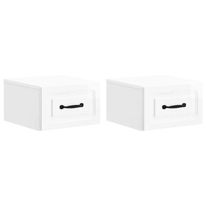 vidaXL Cabinet de chevet mural 2 pc Blanc brillant 34 5 x 33 x 20 cm