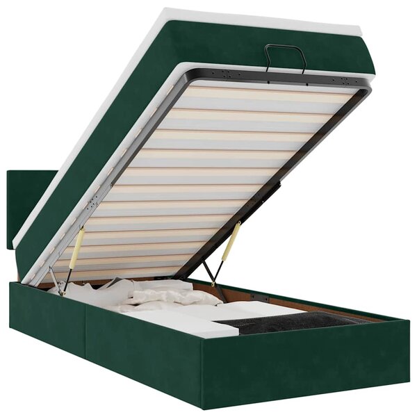 vidaXL Cadre de lit ottoman avec matelas vert foncé 80x200 cm velours