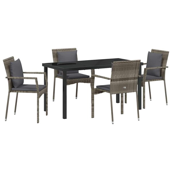 vidaXL Ensemble de salle à manger pour jardin 5 Pièces Gris Poly rotin