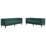 vidaXL Ensemble de canapé Chesterfield et traversins 2 Pièces vert foncé