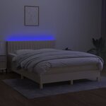 vidaXL Sommier à lattes de lit avec matelas LED Crème 140x190 cm Tissu