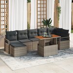 vidaXL Ensemble de Canapés de Jardin de 8 pièces avec Coussins Gris en Rotin Poly