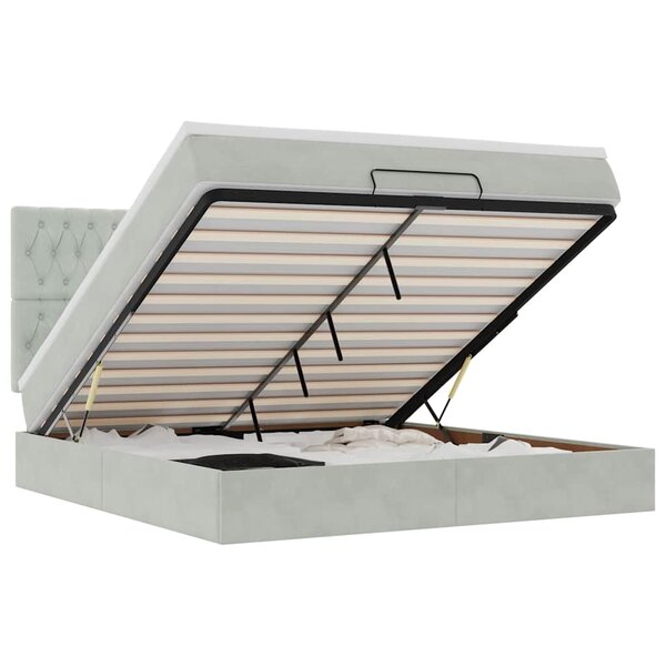 VidaXL Cadre de lit ottoman et matelas gris clair 160x200cm velours