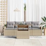 vidaXL Ensemble de canapé de jardin 5 Pièces Beige Poly Rattan