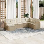 vidaXL Salon de jardin avec coussins 8 Pièces beige résine tressée