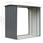 vidaXL Abri de stockage de bois Acier galvanisé 172x91x154 cm Gris