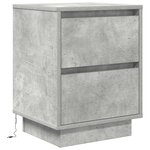 VidaXL Table de chevet avec lumières LED gris béton 38x34x50 cm