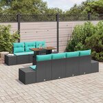 vidaXL Ensemble de canapé de jardin 8 Pièces Noir Poly rotin