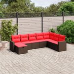 vidaXL Salon de jardin 8 Pièces avec coussins marron résine tressée