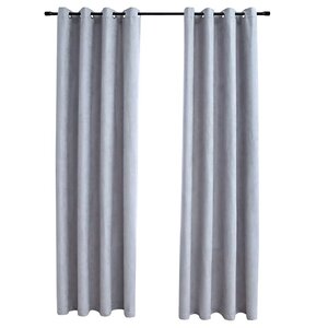 vidaXL Rideaux occultants avec anneaux en métal 2 Pièces Gris 140x245 cm