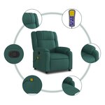 vidaXL Fauteuil inclinable de massage vert foncé tissu