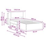 vidaXL Cadre de lit avec rangement Sonoma gris 90 x 200 cm
