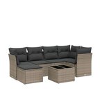 vidaXL Salon de jardin avec coussins 7 Pièces gris clair résine tressée