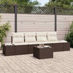 vidaXL Ensemble de canapé de jardin avec coussin 5 Pièces Marron et Crème