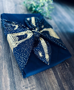 Emballage Réutilisable Furoshiki Coton Recyclé L : Paris Mon Amour Bleu Nuit