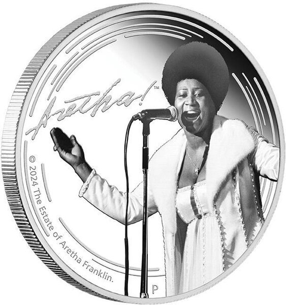 Pièce de monnaie en Argent 1 Dollar g 31.1 (1 oz) Millésime 2024 ARETHA FRANKLIN