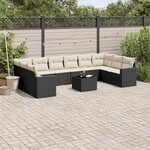 vidaXL Salon de jardin 11 Pièces avec coussins noir résine tressée