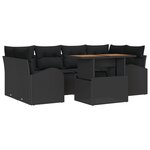 vidaXL Ensemble de 7 pièces de salle à manger de jardin avec coussins noirs en rattan poly