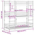 vidaXL Lit superposé triple sans matelas 75x190 cm bois de pin massif