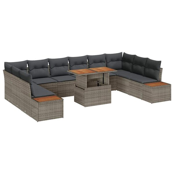 vidaXL Ensemble de salle à manger pour jardin 11 Pièces Gris et marron