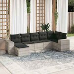 vidaXL Salon de jardin avec coussins 7 Pièces gris clair résine tressée