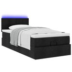 vidaXL Cadre de lit ottoman avec matelas noir 90x190 cm tissu