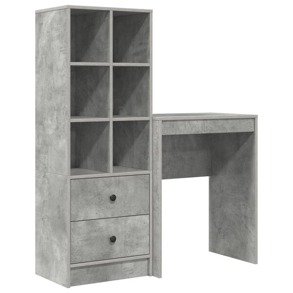 vidaXL Bureau avec rangement en bois d'ingénierie gris béton