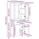 vidaXL Haut Armoire Montage mural 2 Pièces Chêne noir 69 5 x 34 x 180 cm