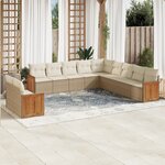 vidaXL Salon de jardin 11 Pièces avec coussins beige résine tressée