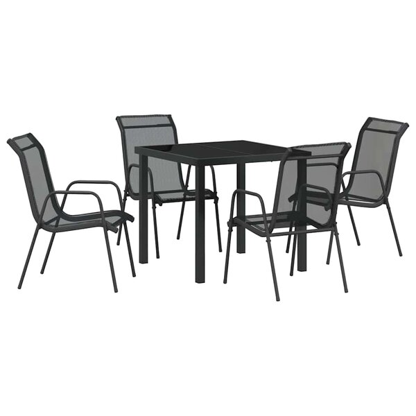 vidaXL Ensemble de salle à manger pour jardin 5 Pièces Noir
