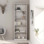 vidaXL Bibliothèque à 5 niveaux Gris béton 60x24x175cm Bois ingénierie