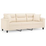 vidaXL Canapé 3 places avec oreillers beige 180 cm tissu microfibre