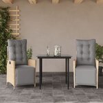 vidaXL Ensemble à manger de jardin et coussins 3 Pièces mélange beige