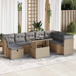 vidaXL Salon de jardin avec coussins 9 Pièces beige résine tressée