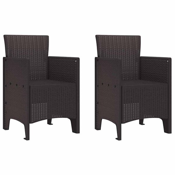 vidaXL Chaise de jardin 2 Pièces Marron 53 x 49 x 85 cm PP